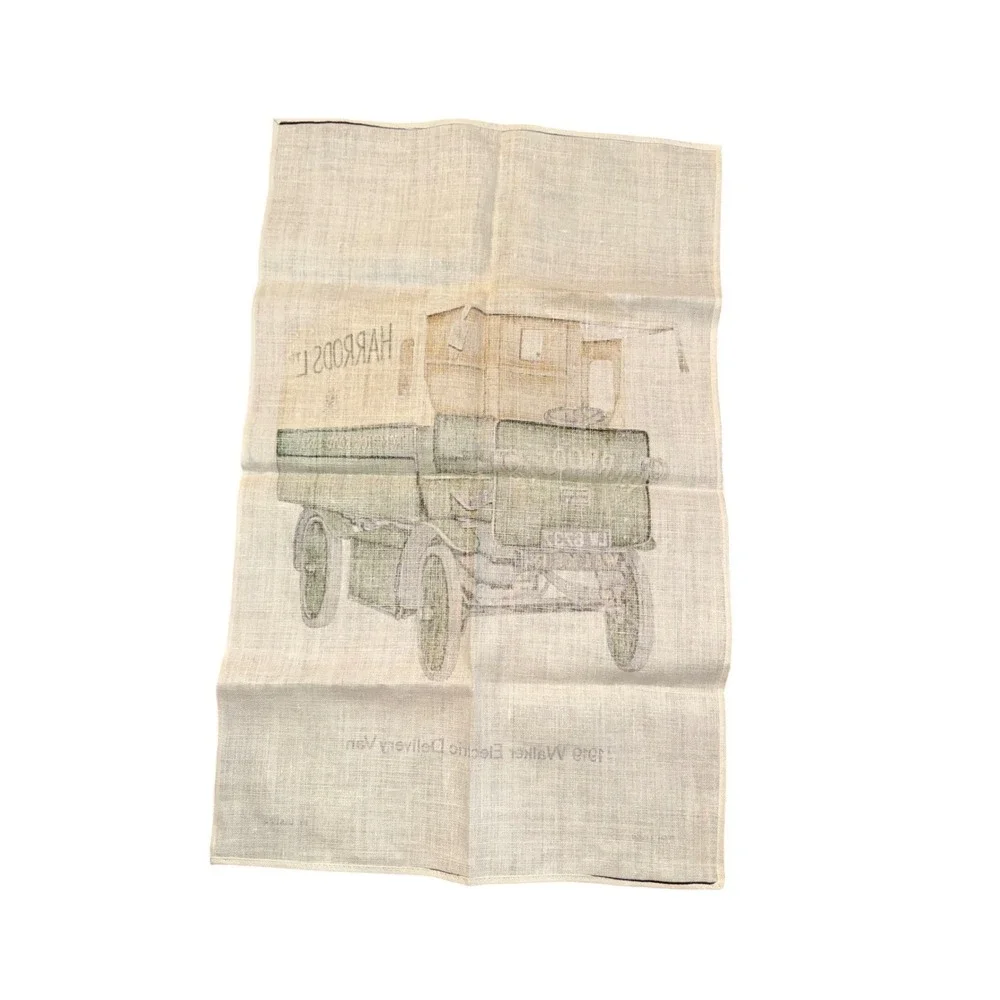 Vintage Harrods Irish Linen Tea Towel 1919 Walker Electric Delivery Van‎ Ulster